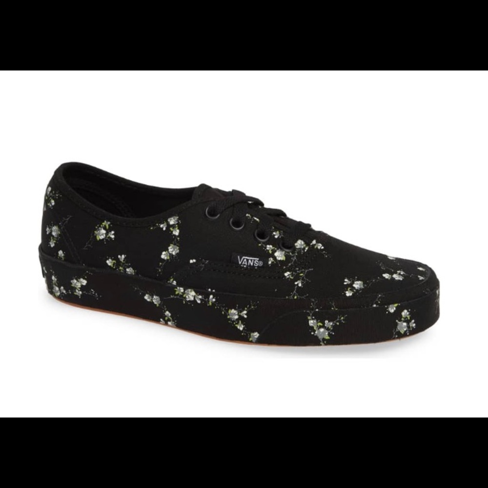 Black floral Vans